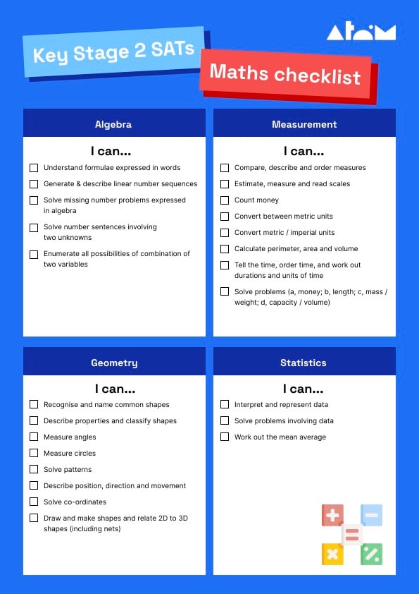 SATs maths checklist 2